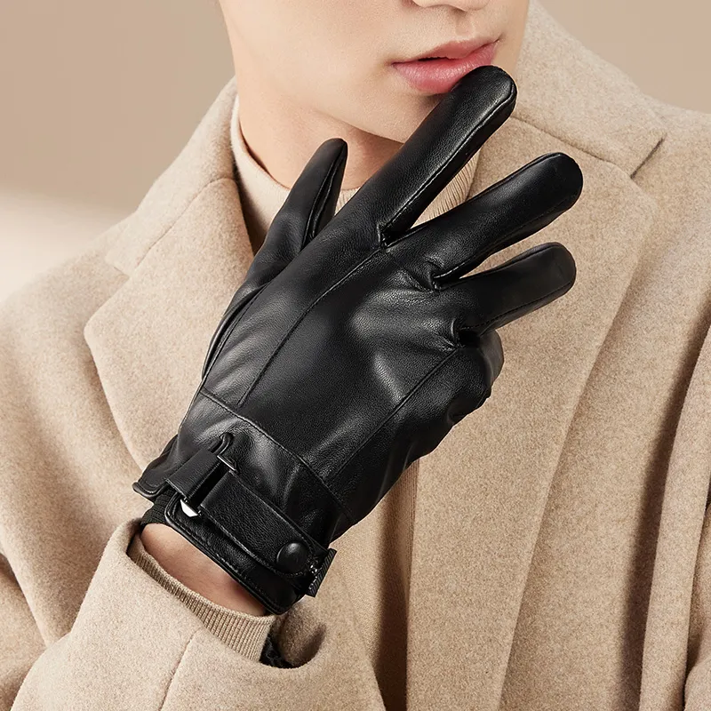 HLA Polyurethane PU Leather, Polyester Gloves Men's-3
