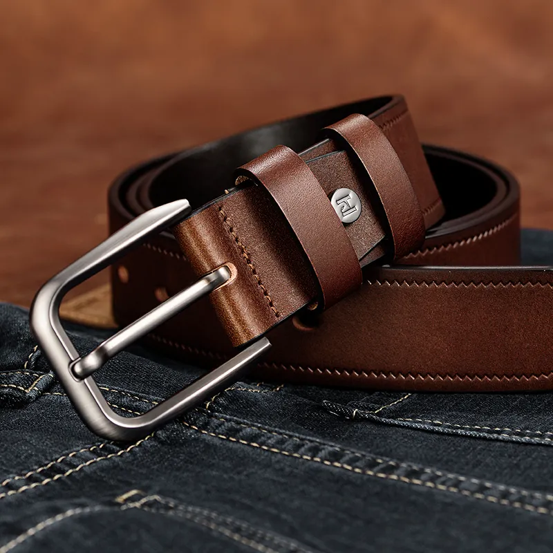 HLA Cow Leather Leather Belts Men's Width 3.75cm-1