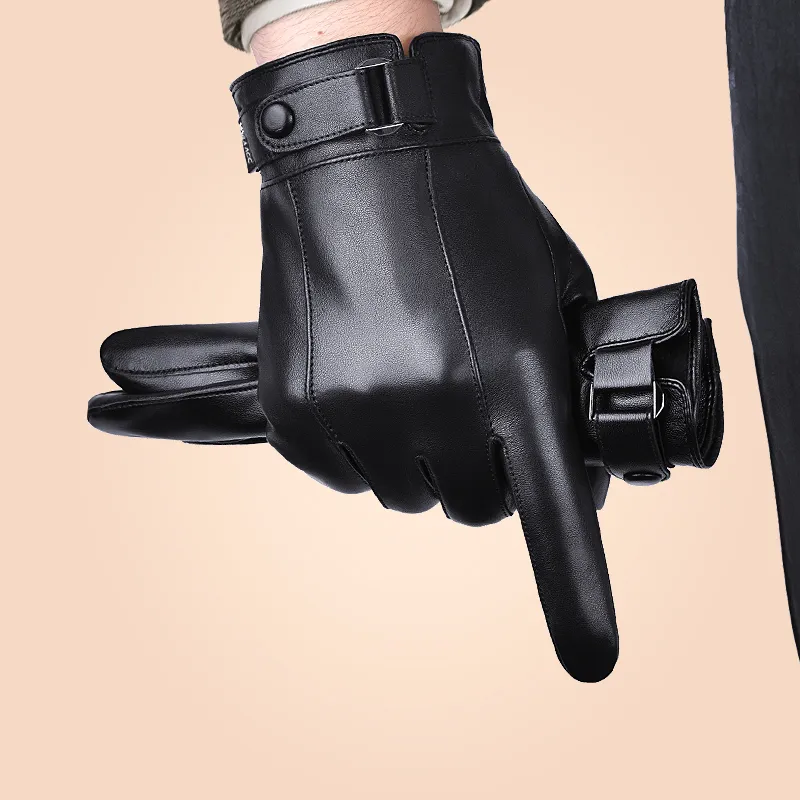 HLA Polyurethane PU Leather, Polyester Gloves Men's-6