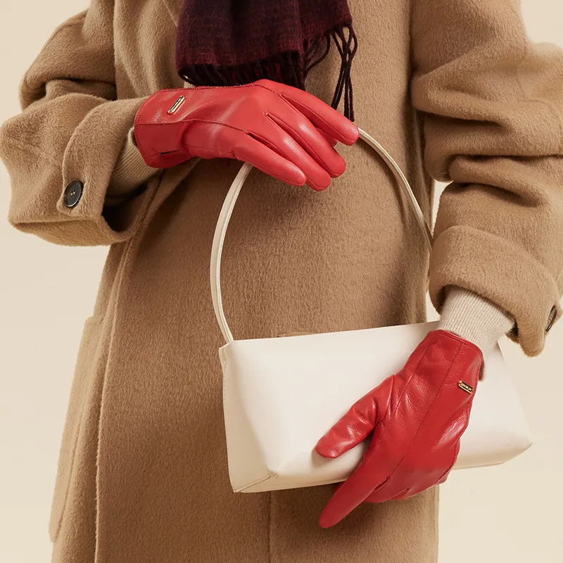 HLA Fabric  Polyurethane PU Leather; Lining  Sheep Wool Polyamide PU Glove Women's-6