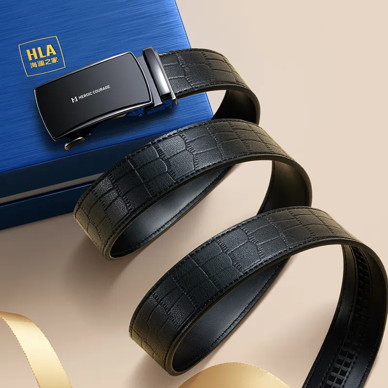 HLA Split Cow Leather Belts Men's 3.5cm-4