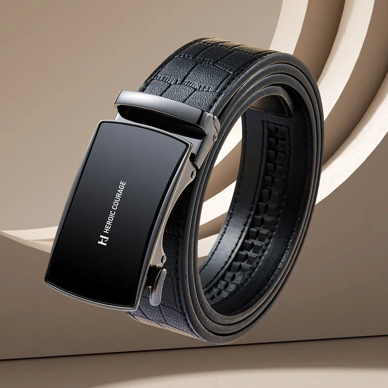 HLA Split Cow Leather Belts Men's 3.5cm-1