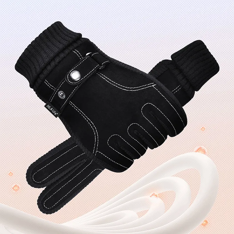 HLA Pigskin Leather, Polyester Fiber Leather Glove Men's-2