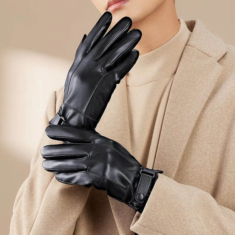 HLA Synthetic Leather Polyester Fiber Pu Glove Unisex-1