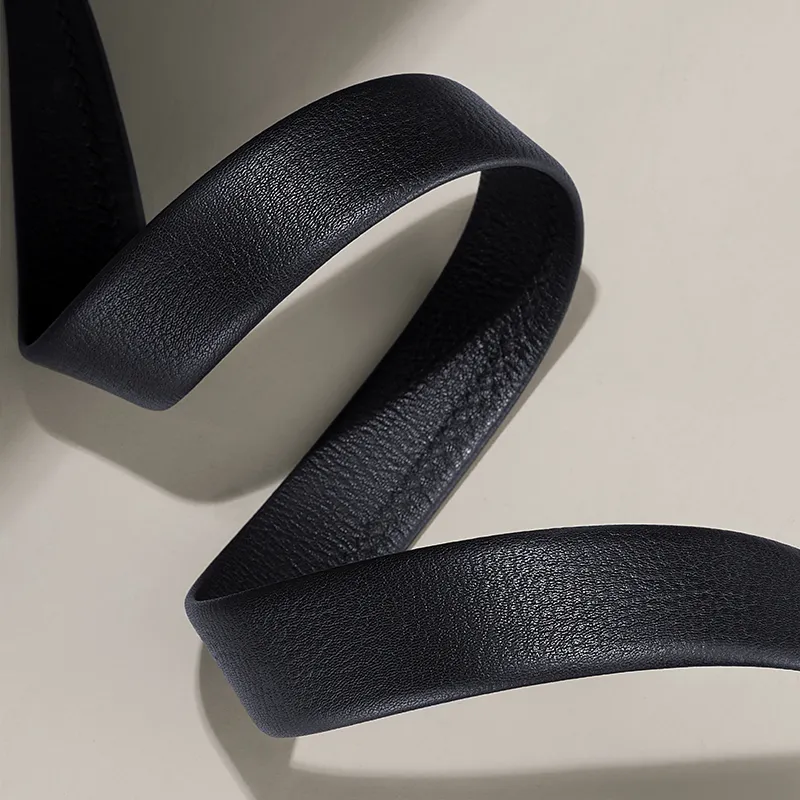 HLA Top Grain Cow Leather Belt Men's Black 3.75cm-5