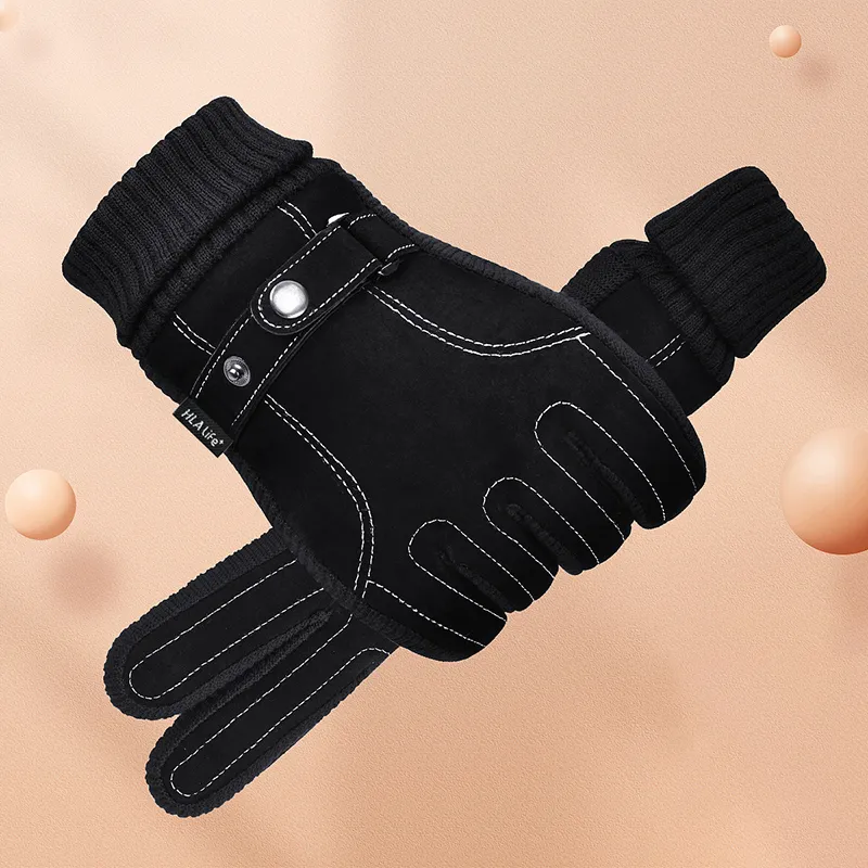 HLA Pigskin Leather, Polyester Fiber Leather Glove Men's-1