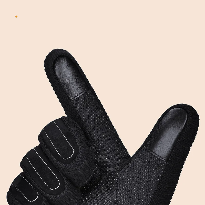 HLA Pigskin Leather, Polyester Fiber Leather Glove Men's-3