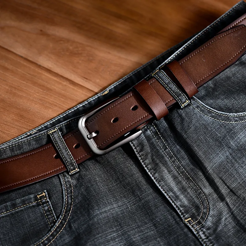 HLA Cow Leather Leather Belts Men's Width 3.75cm-3