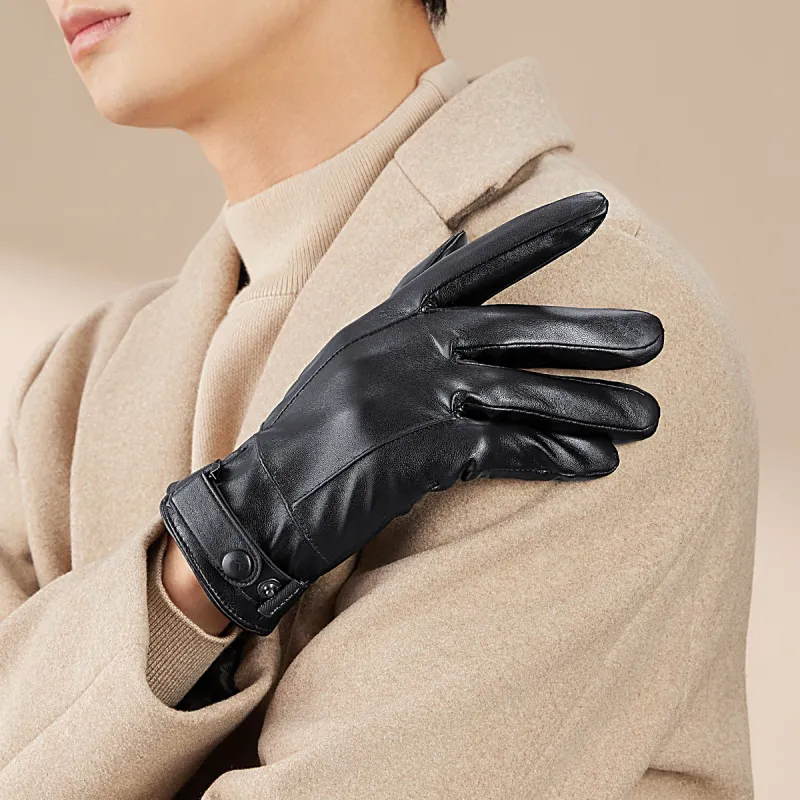 HLA Synthetic Leather Polyester Fiber Pu Glove Unisex-4