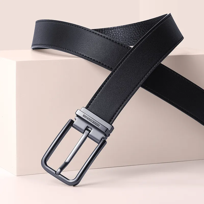 HLA Cow Leather Belts Men's Width 3.4CM-9