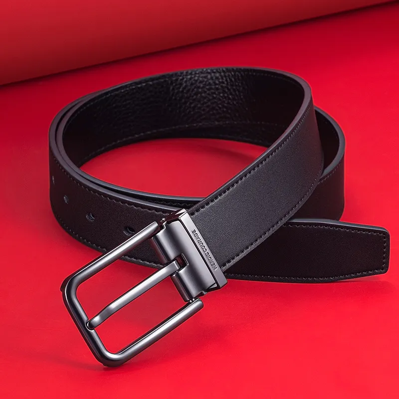 HLA Cow Leather Belts Men's Width 3.4CM-6