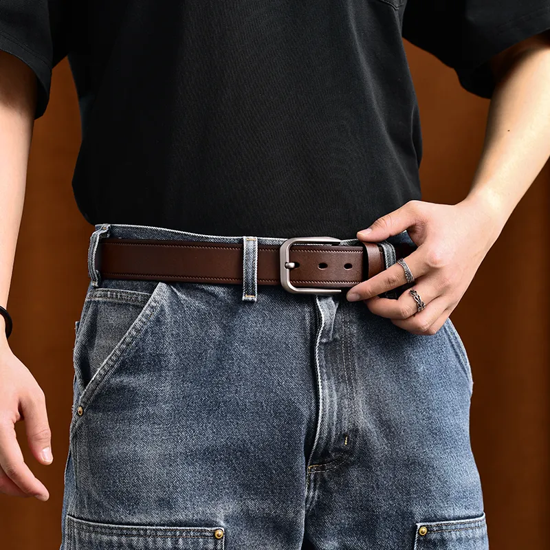 HLA Cow Leather Leather Belts Men's Width 3.75cm-5