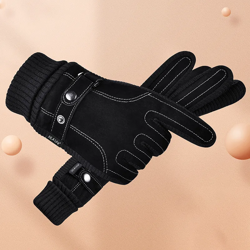HLA Pigskin Leather, Polyester Fiber Leather Glove Men's-6