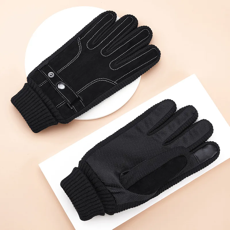 HLA Pigskin Leather, Polyester Fiber Leather Glove Men's-5