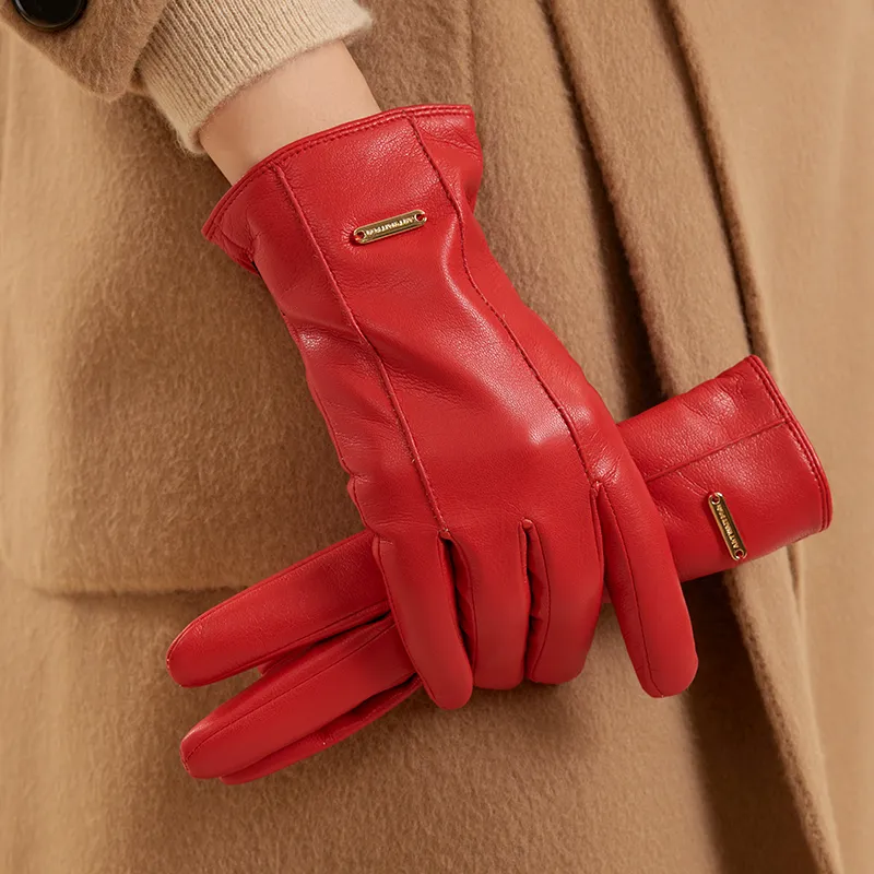 HLA Fabric  Polyurethane PU Leather; Lining  Sheep Wool Polyamide PU Glove Women's-8