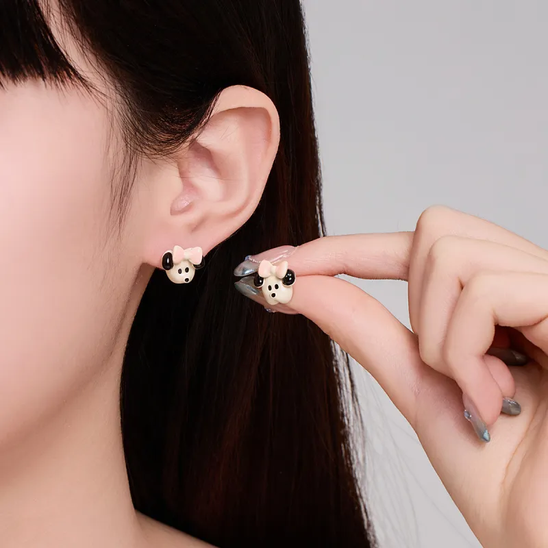 DODOGOGO Alloy S925 Silver, Oil Drip Stud Earrings Women's-1