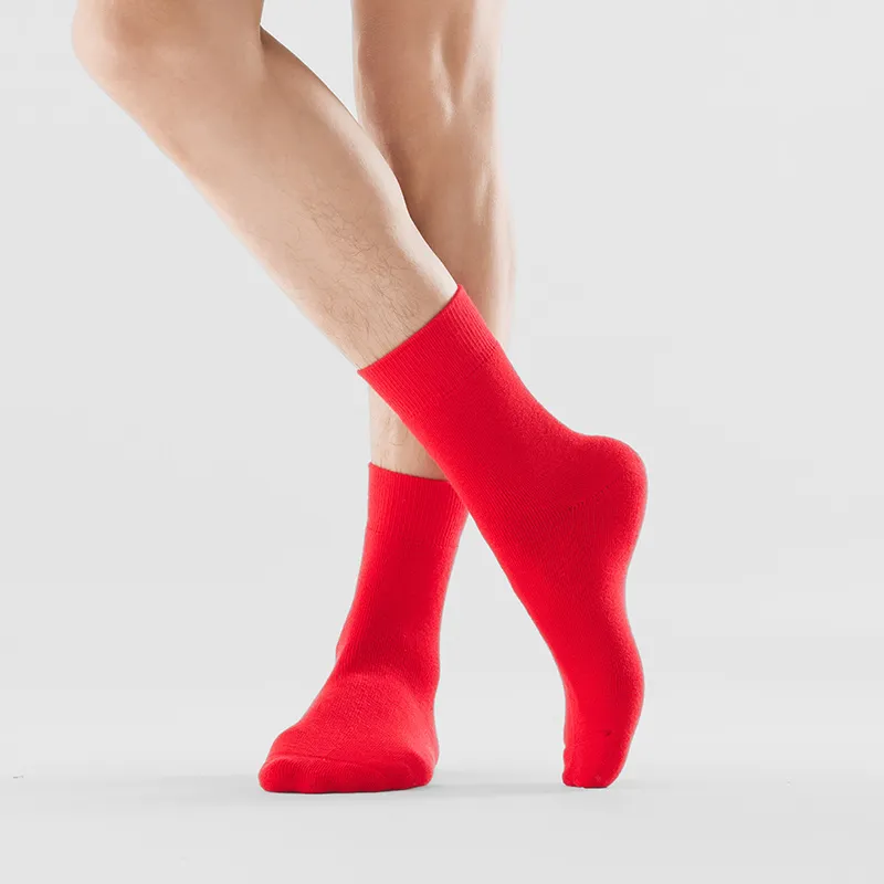 HLA SS23 Mid Calf Socks Men's 3 Pack Red-1