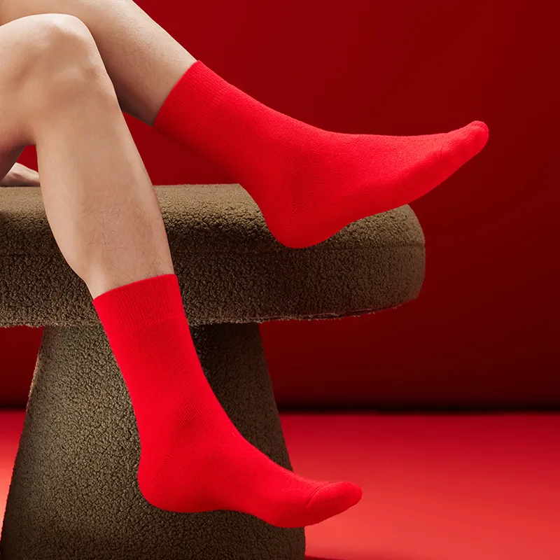 HLA SS23 Mid Calf Socks Men's 3 Pack Red-2