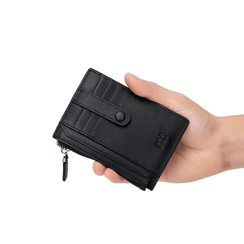 HLA Cow Leather Card Holder Wallet Regular Men's Black/Brown-4