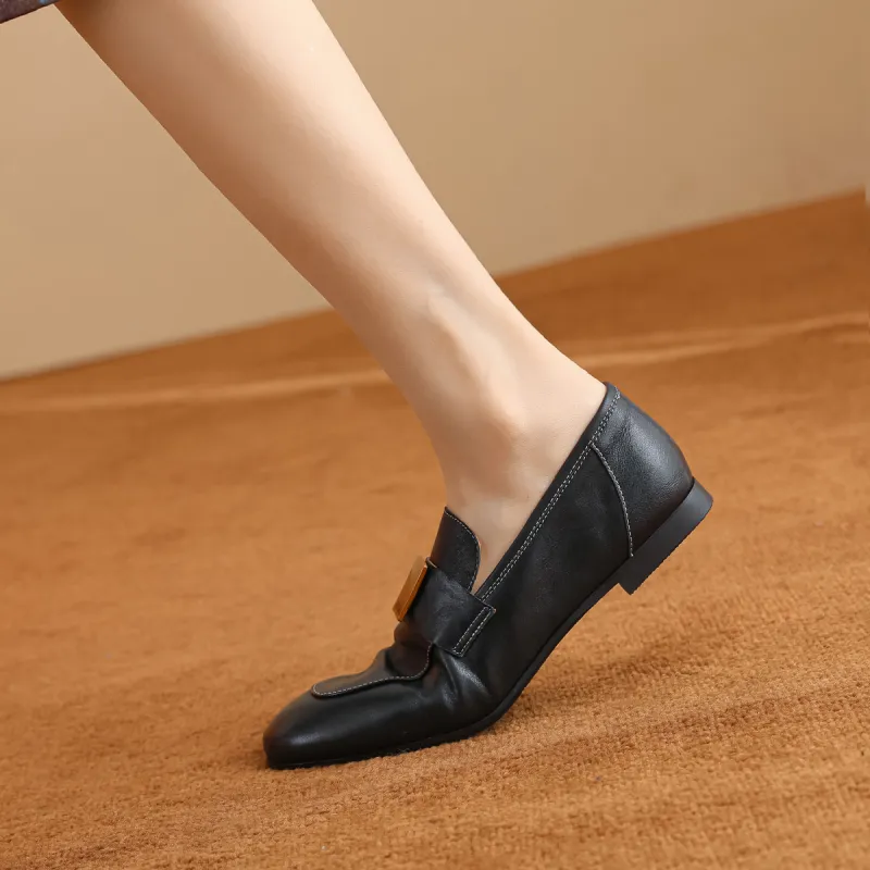 BETSY Sheepskin Loafers 2cm Women's Black-4