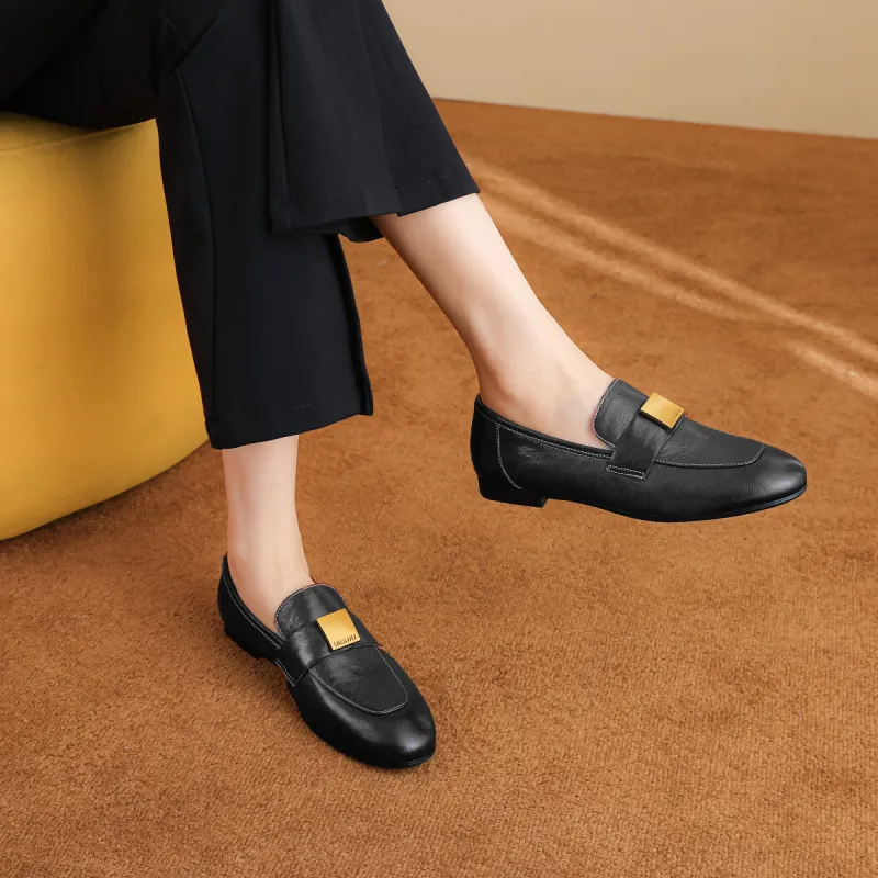 BETSY Sheepskin Loafers 2cm Women's Black-3