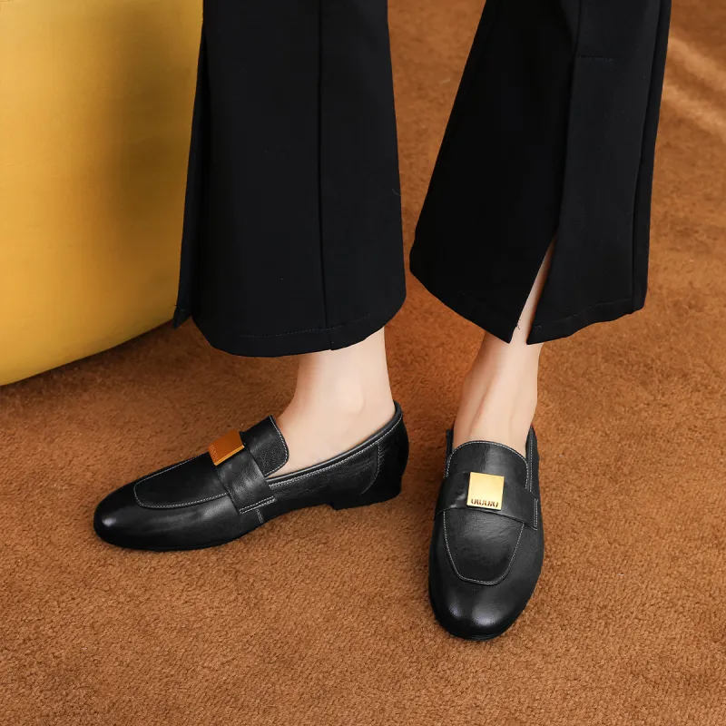 BETSY Sheepskin Loafers 2cm Women's Black-2
