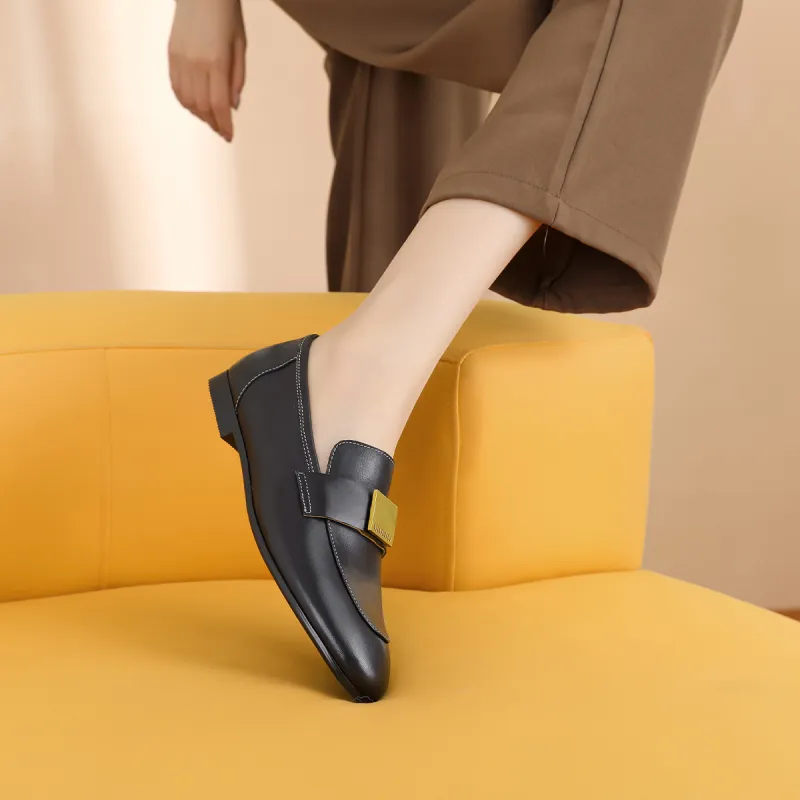 BETSY Sheepskin Loafers 2cm Women's Black-5