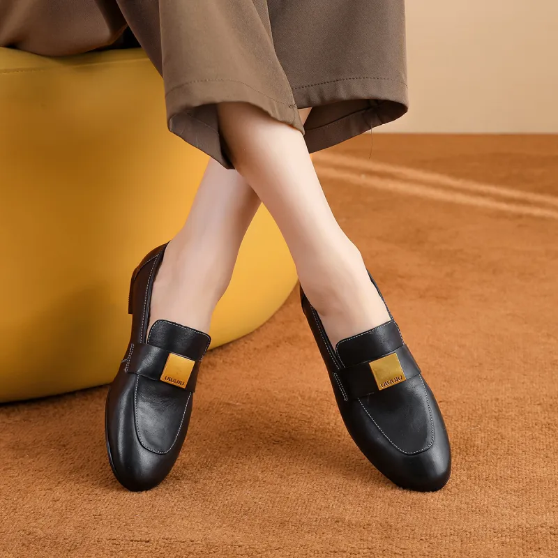 BETSY Sheepskin Loafers 2cm Women's Black-1