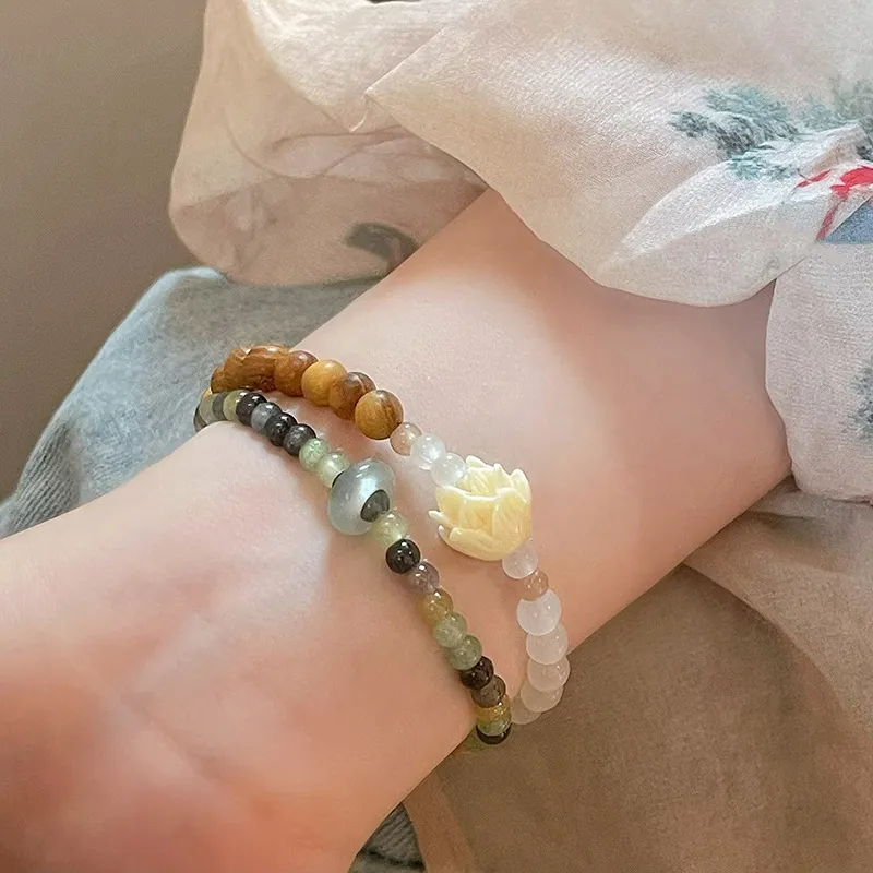 ZOKS Colored Glaze Jade Bracelets Unisex-4