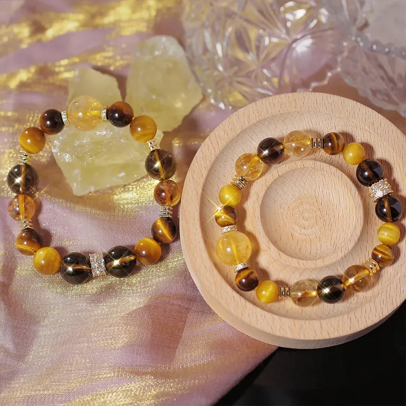 ZOKS Tiger's Eye Stone Jade Bracelets Unisex-1