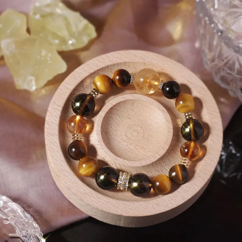 ZOKS Tiger's Eye Stone Jade Bracelets Unisex-3