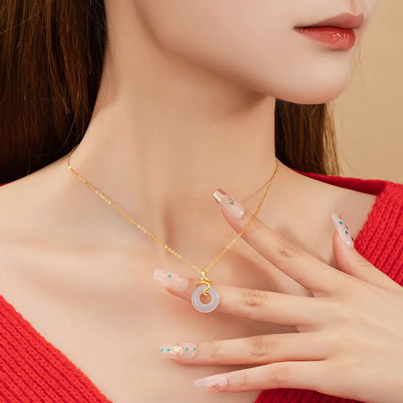 ZOKS Chalcedony Jade Necklaces Women's-5