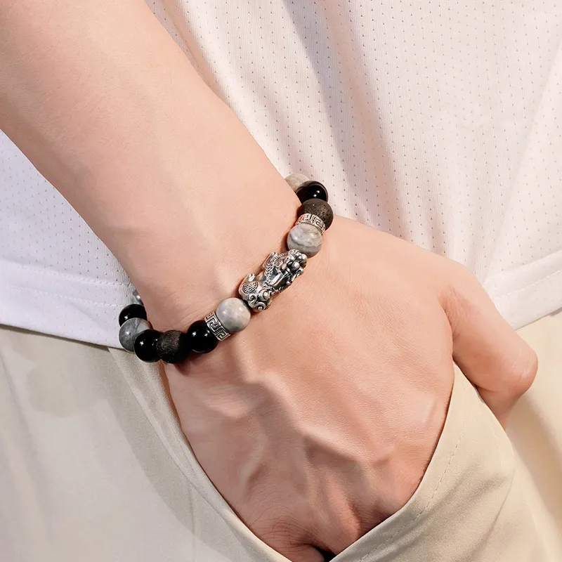 ZOKS Map Stone Jade Bracelets Men's-2