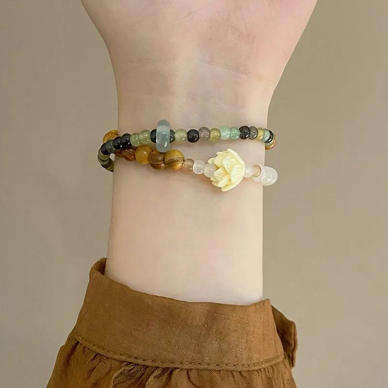ZOKS Colored Glaze Jade Bracelets Unisex-5
