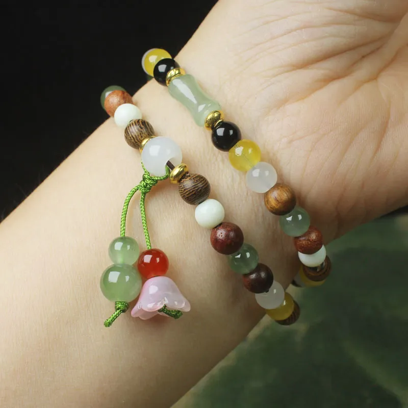 ZOKS Colored Glaze Jade Bracelets Unisex-5