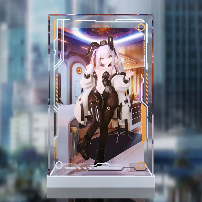 AOWOBOX Dream Creature Craft Ash Battle Line 88mm Flak36 Bunny Girl Ver. Figure Display Case Model Accessories-5