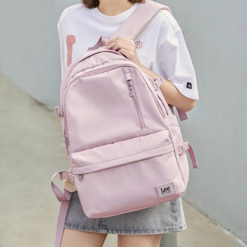 Lee Fabric Backpack Medium Size Unisex Cream White/Taro Purple/Dusty Pink-2