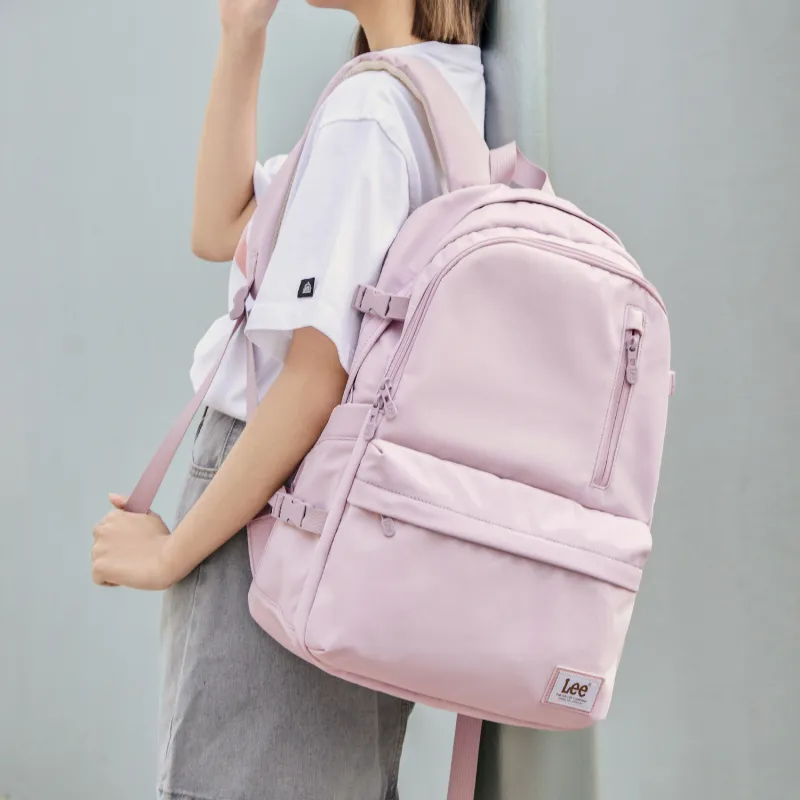Lee Fabric Backpack Medium Size Unisex Cream White/Taro Purple/Dusty Pink-3