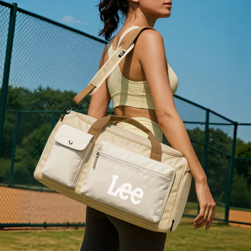 Lee Fabric Multifunction Shoulder Bag, Crossbody Bag, Gym Bag Unisex Khaki-5