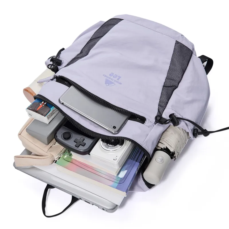 Lee Fabric Backpack Unisex Light Gray Purple/Sage Green/Cloud Gray-3