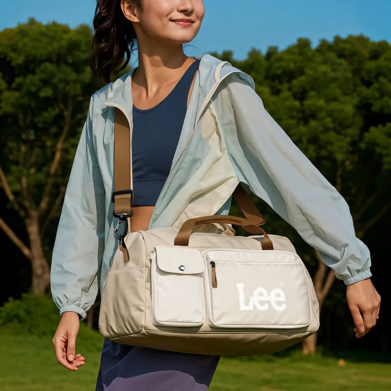 Lee Fabric Multifunction Shoulder Bag, Crossbody Bag, Gym Bag Unisex Khaki-3
