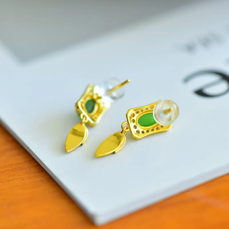 Jade Ink Love Hetian Jade Earrings Jasper Women's-2