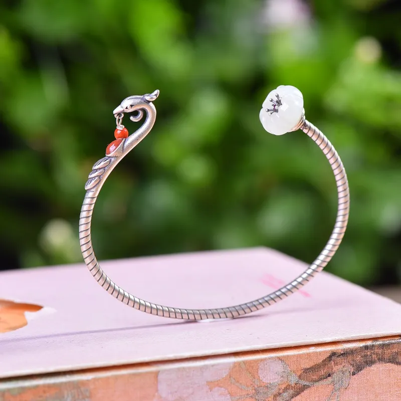Jade Ink Love Bangles White Jade Women's-1