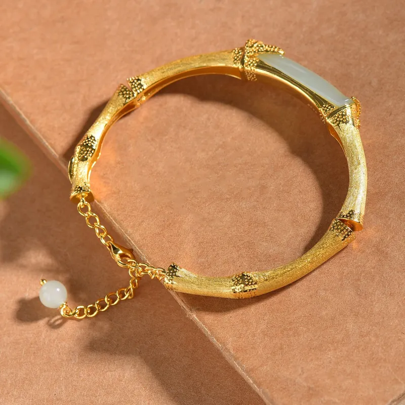 Jade Ink Love Hetian Jade Bracelets Pale Greenish White Jade Unisex-4