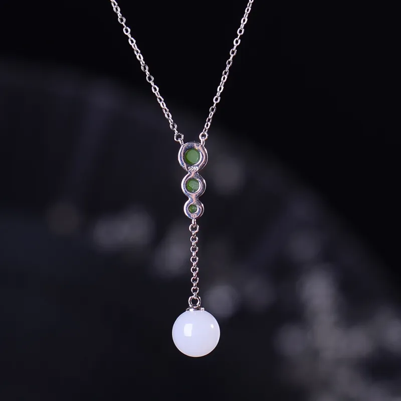 Jade Ink Love Minimalist Style Versatile White Jade Women's-5