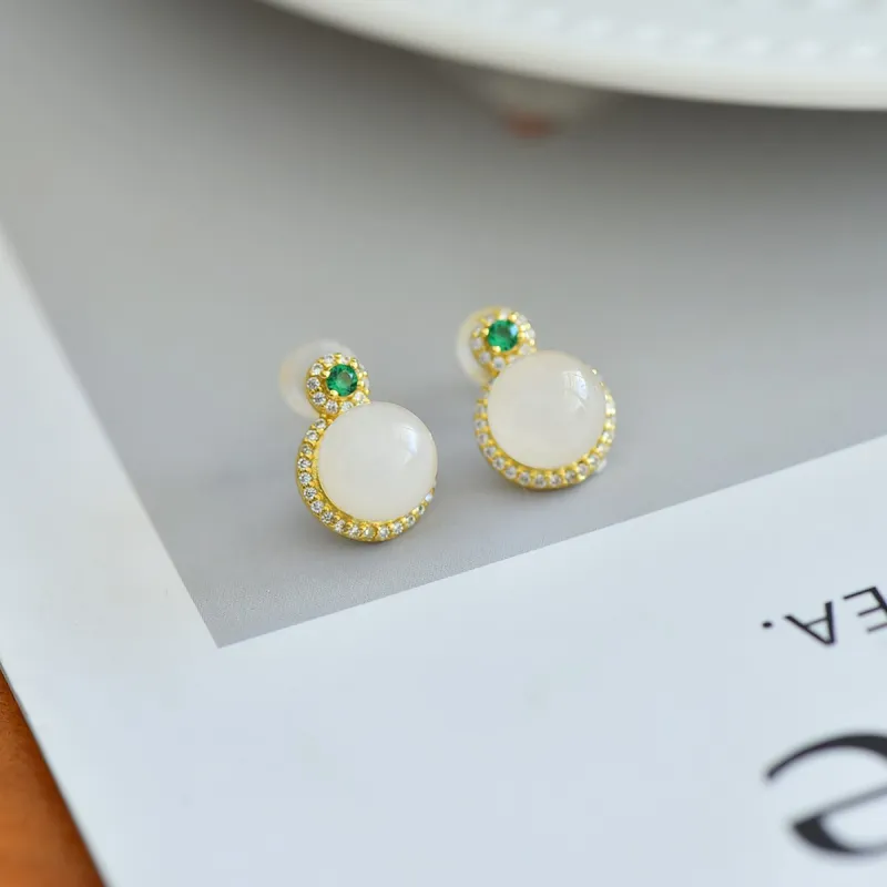 Jade Ink Love Earrings White Jade Women's-2