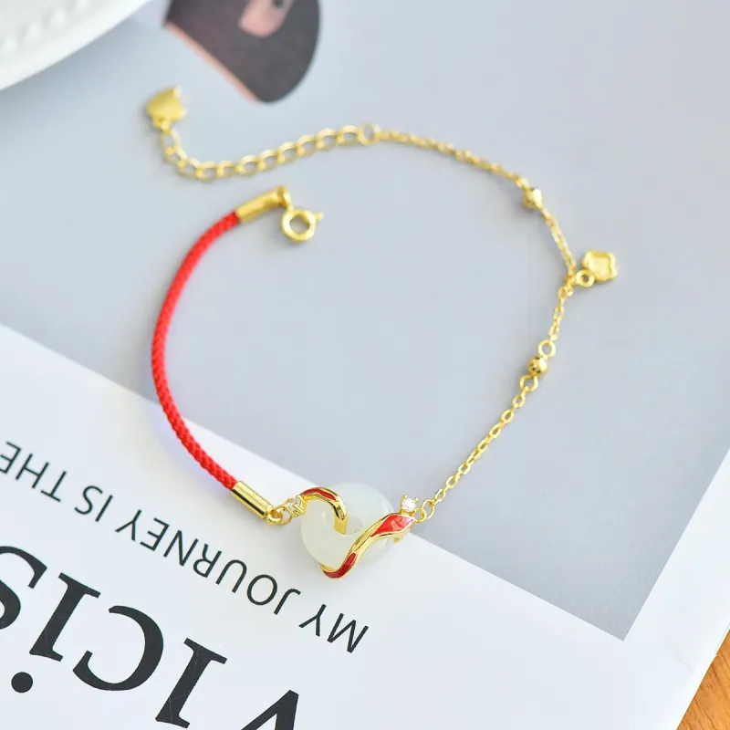 Jade Ink Love Hetian Jade Bracelets White Jade Unisex-4