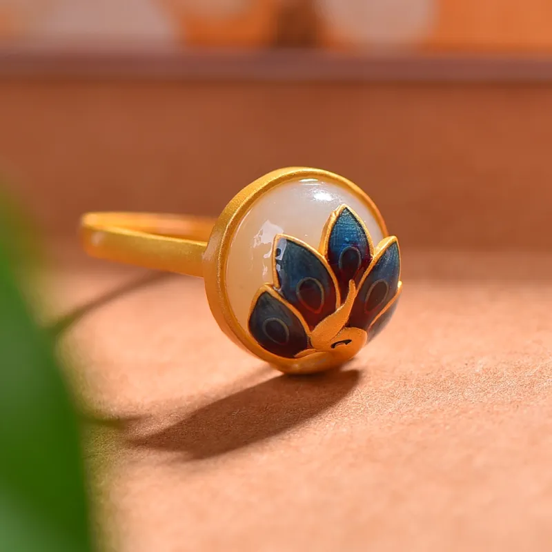 Jade Ink Love Hetian Jade Rings White Jade Women's-3