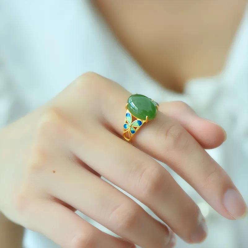 Jade Ink Love Hetian Jade Rings Jasper Women's-6