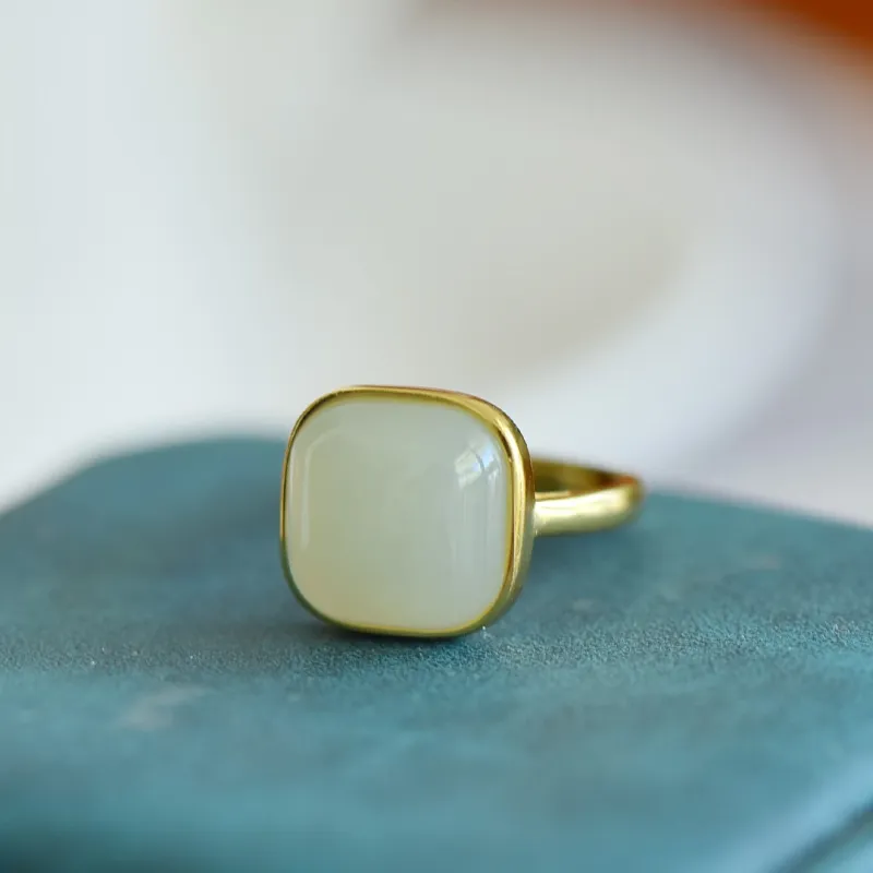 Jade Ink Love Hetian Jade Rings White Jade/Pale Greenish White Jade Women's-2
